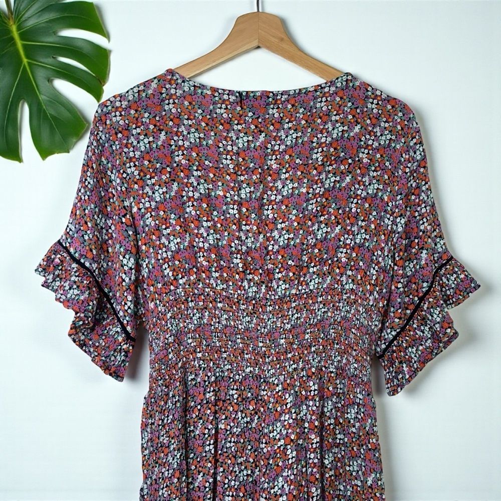 AQUA Floral Ruffle Sleeve Smocked Wide-Leg Jumpsuit - Picture 7 of 14